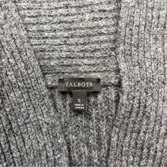 Talbots Shawl Collar Shaker Stitch Wool V Neck Pullover Sweater Oversized Small - Picture 8 of 9
